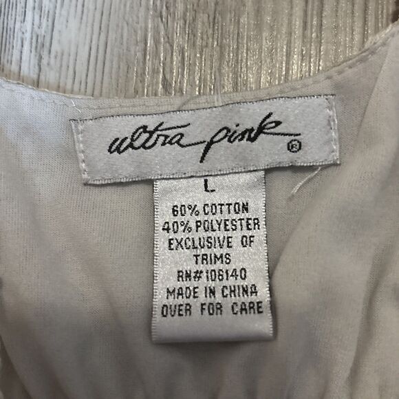 Cottagecore Ultra Pink Ivory Boho Fairycore Lace Cottage Chic Dress Large - Picture 10 of 10